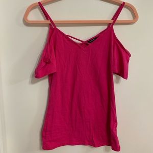 Hot pink cold shoulder top, S